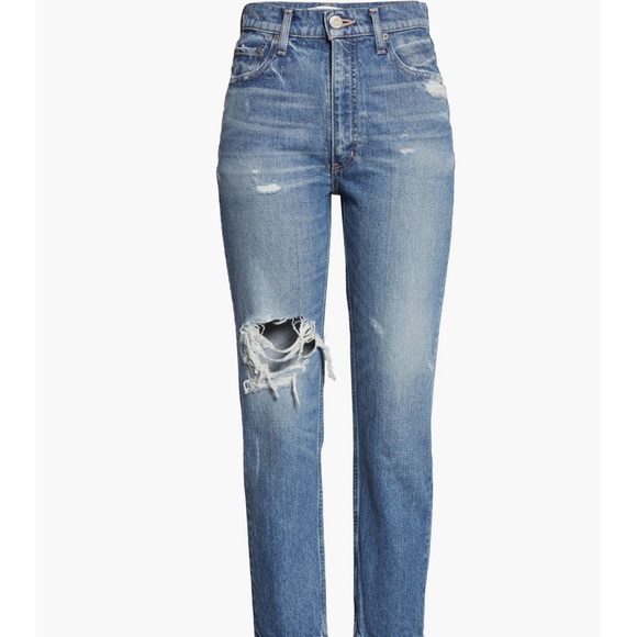 Moussy Marshall Distressed Tapered High Rise Jeans - Picture 8 of 15